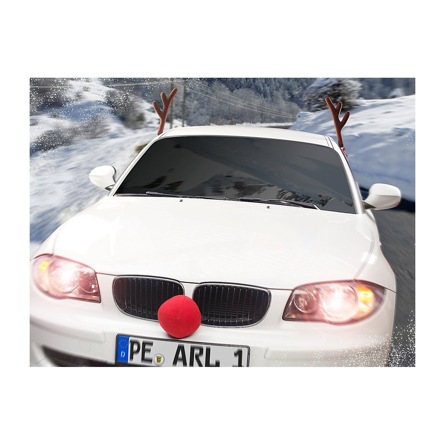 Weihnachtsdeko für's Auto: Rentierkostüm